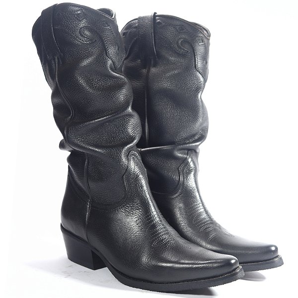 Bota Cano Longo Bico Fino 03334 - Preto Floater