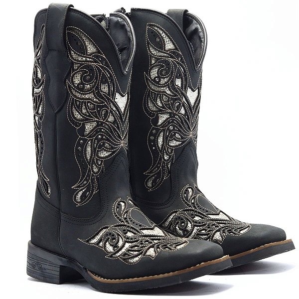 Bota Cano Longo a Lazer 170437 - Preto Crazy Horse