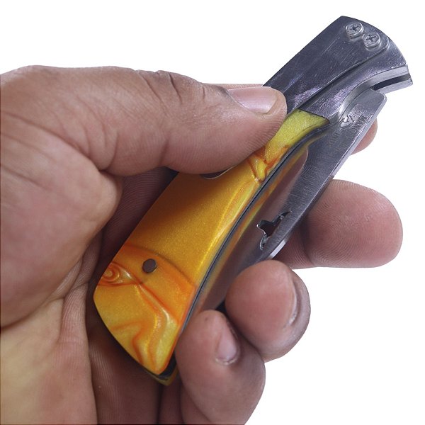 Canivete Inox Cabo de Resina Mangalarga - Amarelo