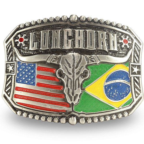 Fivela Country Brasil USA 030 - Prata