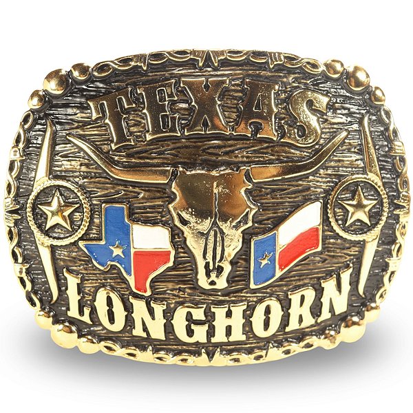 Fivela Country Texas Long Horn 032 - Ouro Velho