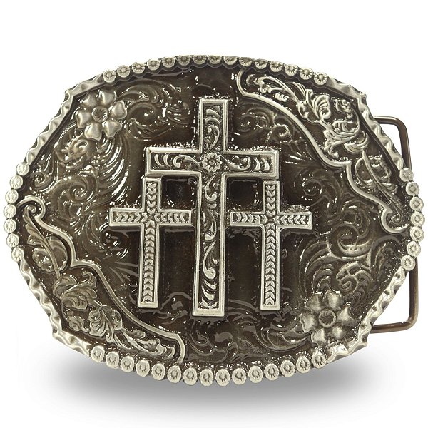 Fivela Country Cruz Tripla 044 8x7 - Envelhecida