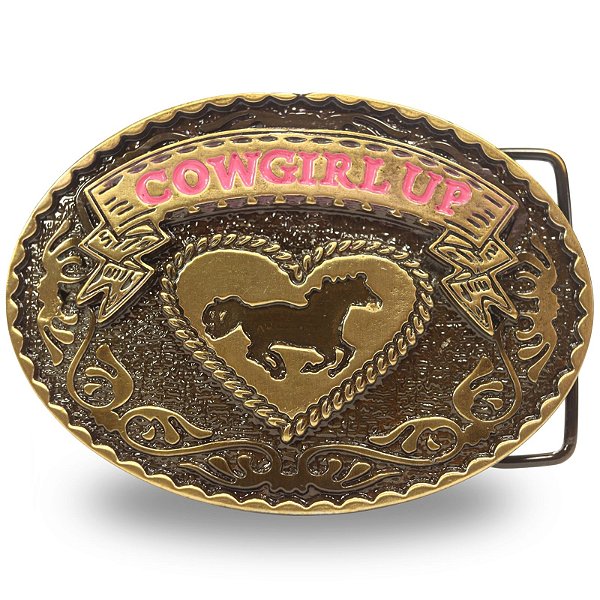 Fivela Country Cowgirl Up 046 8x5 - Ouro Velho