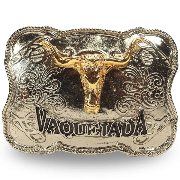 Fivela Country Vaquejada 047 9x7 - Ouro Velho