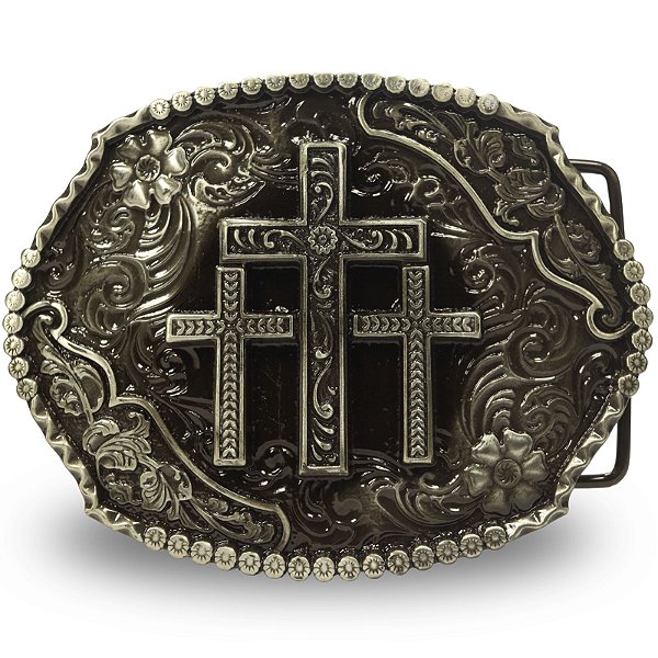 Fivela Country Cruz Tripla 044 8x7 - Preto Envelhecido