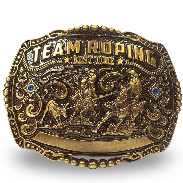 Fivela Country Team Roping 11x8 059 - Ouro Velho