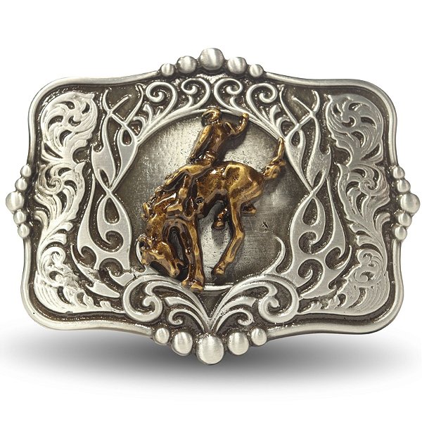 Fivela INFANTIL Country 8 Segundos 066 5x4 - Prata Ouro Velho