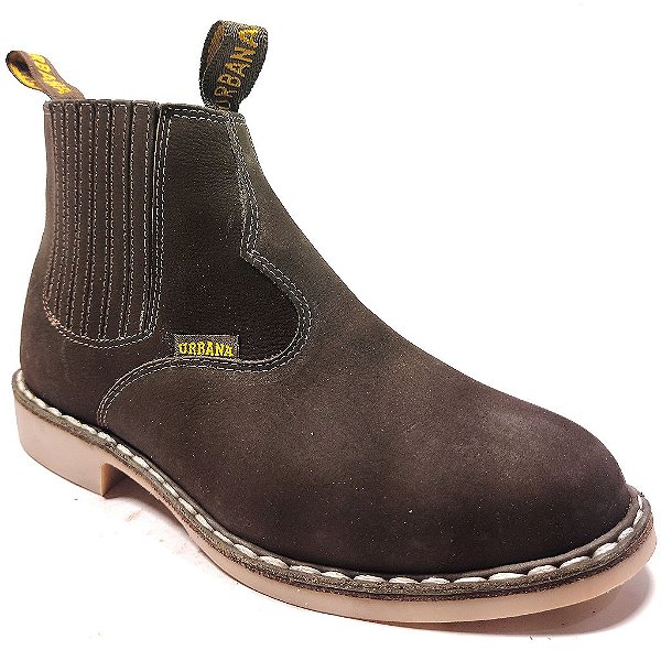 BOTINA VIRA FRANCESA 041 - COSTURADA A MÃO – nobuck castanho