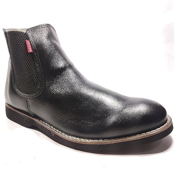 Botina Chelsea Solado de Gel 3010 - vaqueta preta