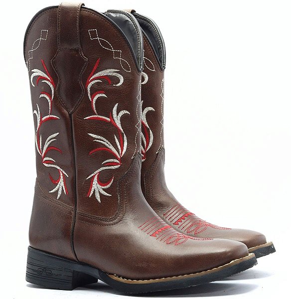 Bota Texana Bordado Vermelho Branco 1740018 - Dallas Terra