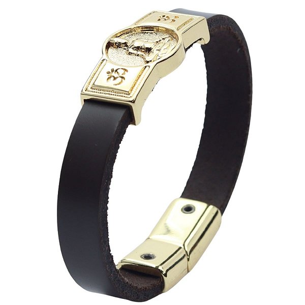 Pulseira de Couro Buda 007 - Preto