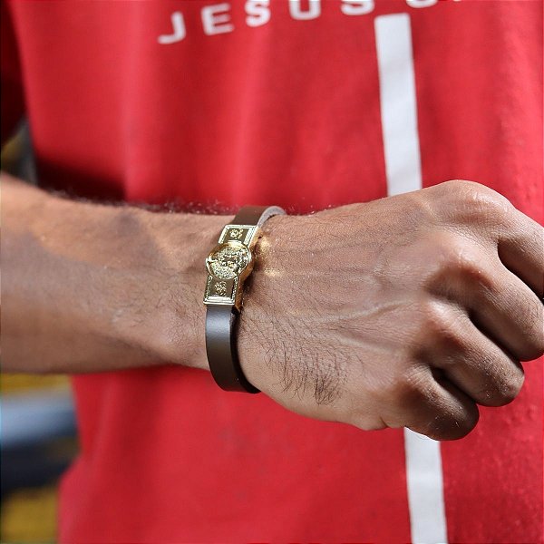 Pulseira de Couro Buda 007 - Café