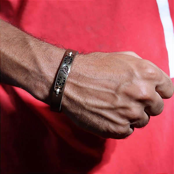 Pulseira de Couro Ferradura Cavalo 001 - Café