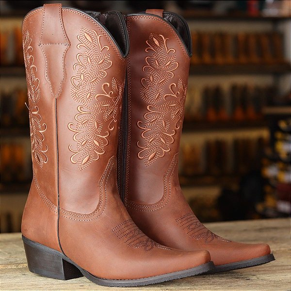 Bota Texana Feminina Floral 03585 – Crazy Horse Telha