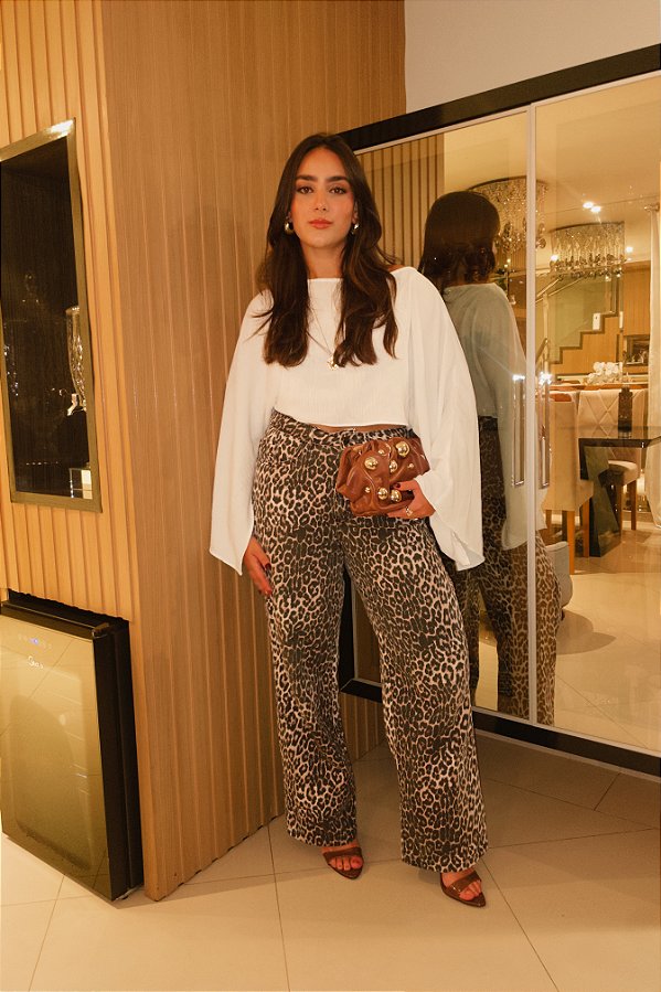 CALÇA JEANS LEOPARDO