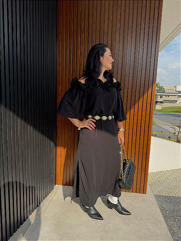 VESTIDO COM DETALHES NOS OMBROS VANESSA