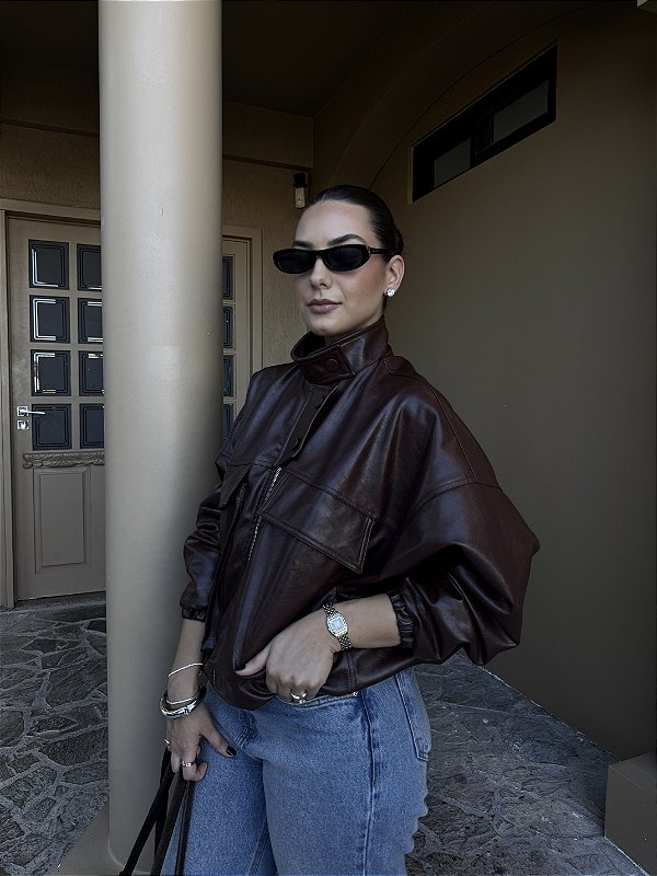 JAQUETA EM COURO SINTÉTICO OLGA