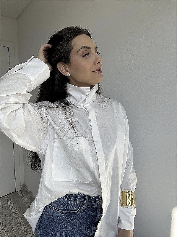 CAMISA OVERSIZED TRICOLINE BRANCA MIRANDA