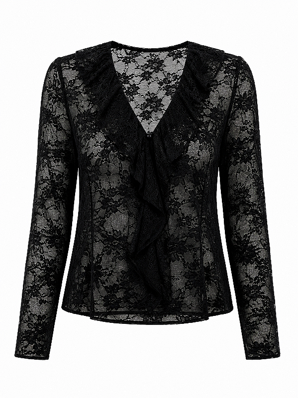 BLUSA DE RENDA PRETA BLESS
