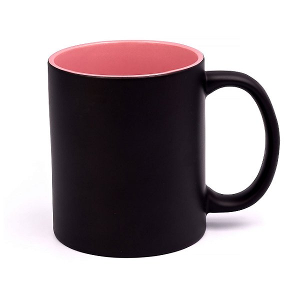 Caneca Mágica para Sublimação Preta Semi Brilho com Interior Rosa