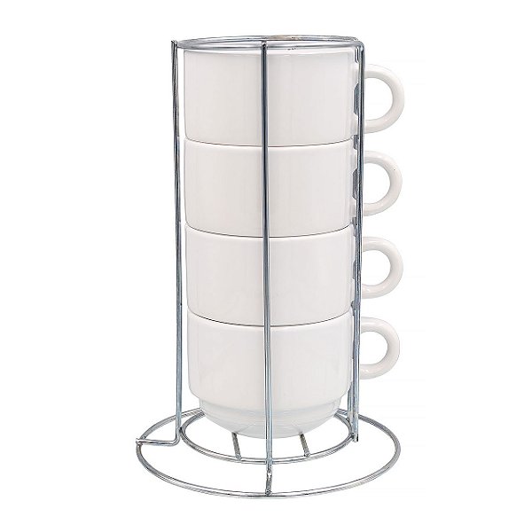 Kit 4 Xícaras de 200ml e Suporte de Metal - LiveSub