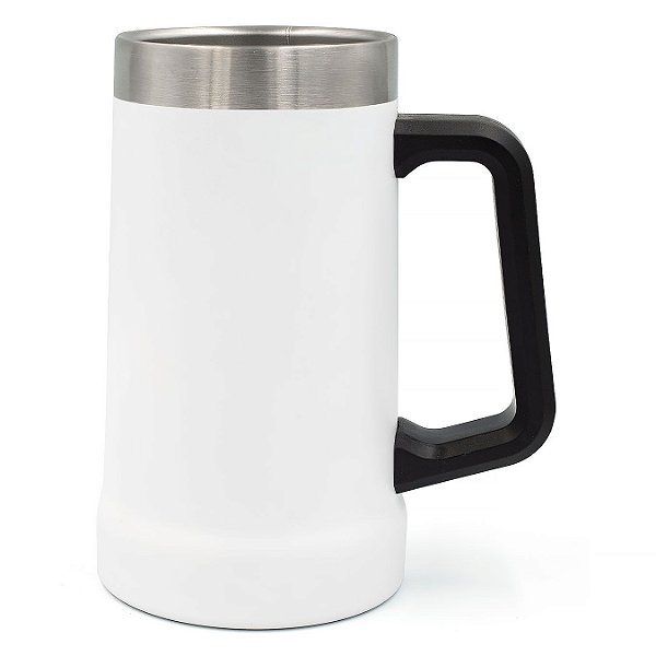Caneca Térmica Cerveja em Aço Inox - 709ml - Branca