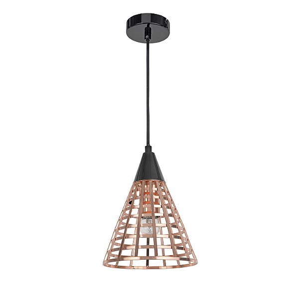 Pendente Grou Cobre Preto D 19Cm X 27Cm 1xE27 | CI006B