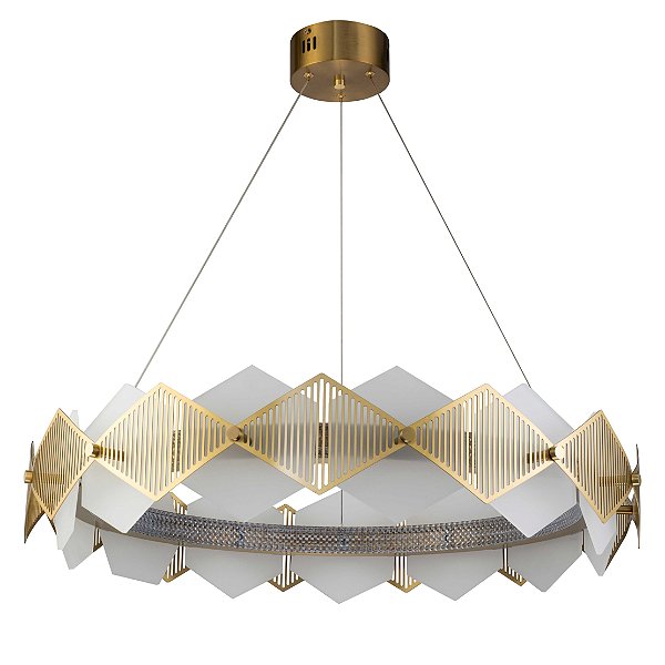 Pendente Losanghe Dourado (D)80Cm 4X17W 3000K | EG002L