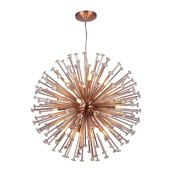 Pendente Astro Metal Cobre Cristal (D)60Cm 12xG9 | FO005