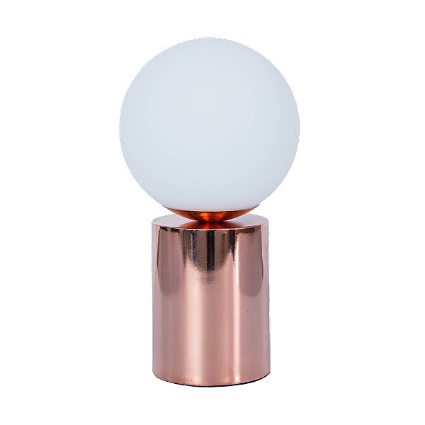Abajur Oy Bolinha Cobre Vidro Branco (A)25.5cm | GL017E