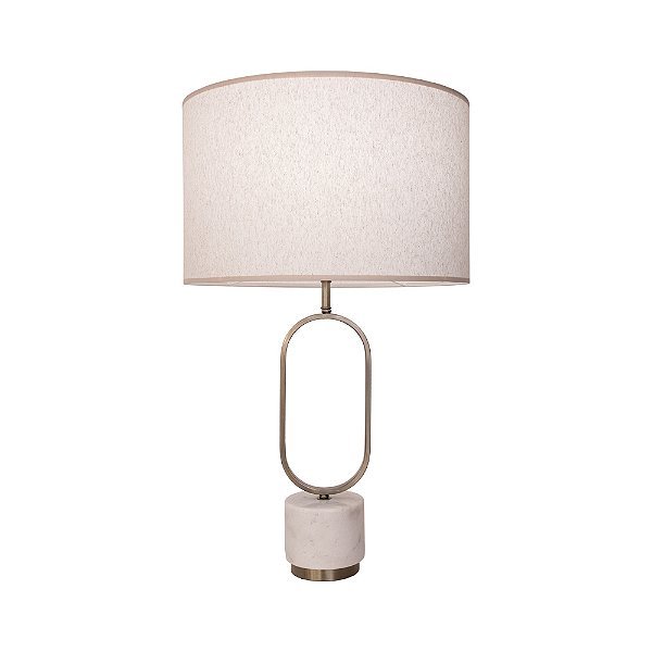 Base Abajur Ovale Bronze Marmore Branco (A)56Cm | GL019G