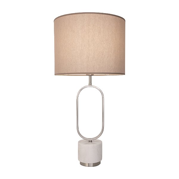 Base Abajur Ovale Niquelado Mármore Branco (A)56Cm | GL019N