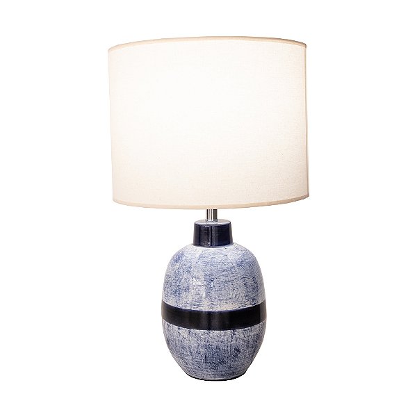 Base Abajur Artisano Cerâmica Azul (D)24Cm (A)44Cm | HR001