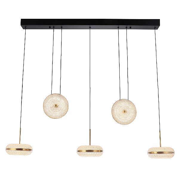 Pendente Dendê Preto / Dourado Vidro Fosco (C)95Cm 2400K | JJ017