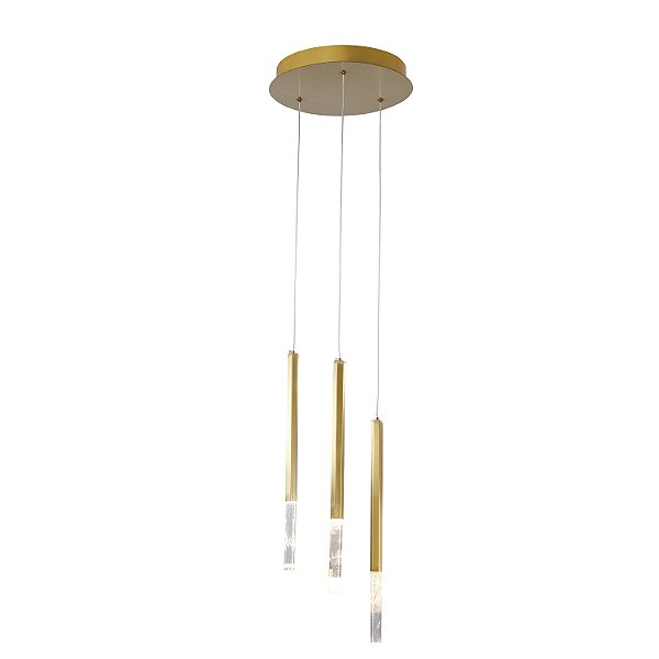 Pendente Pétra Dourado (D)30Cm (A)44Cm 3x3W 3000K | OC001M