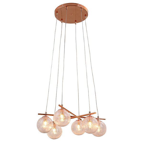 Pendente Asta Cobre Vidro Transp (D)50Cm (A)18Cm 6Xg9 | OD039R