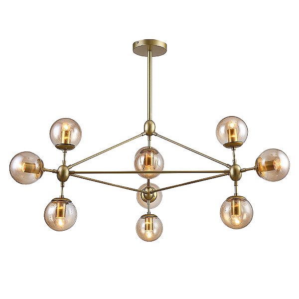 Pendente Orbe Dourado Champanhe (L)100Cm 10xE27 | OP056G