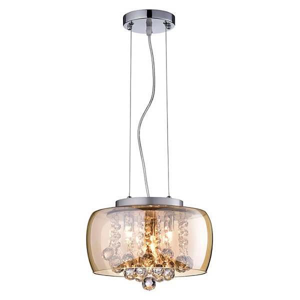 Pendente Plafon Soho Cromado Ambar (D)28Cm 3xG9 | PD005AM
