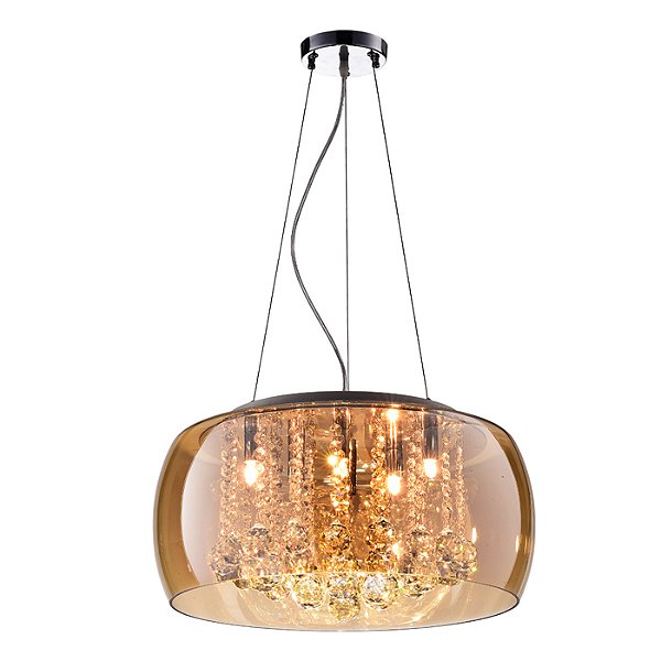 Pendente Plafon Soho Cromado Ambar (D)60Cm 9xG9 | PD006AM