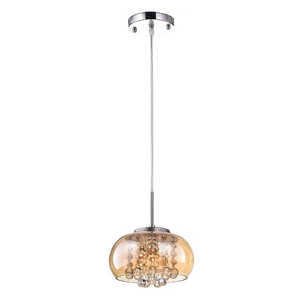 Pendente Plafon Soho Cromado Ambar (D)22Cm 1xG9 | PD007AM