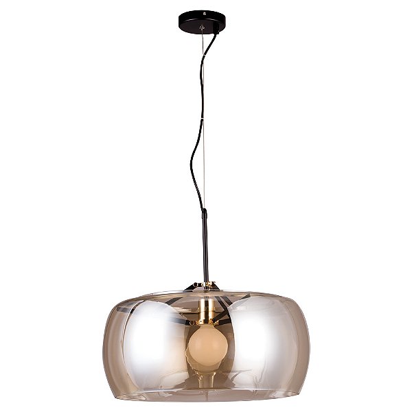 Pendente Nobu Preto Dourado Ambar50cm 1xA60 | RE003BA