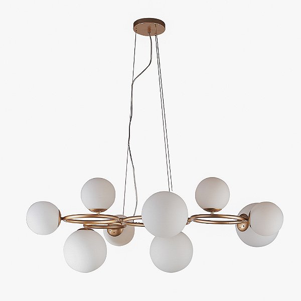 Pendente Oxala Dourado Branco (C)110cm (L)86cm 9xG9 | RE010LW
