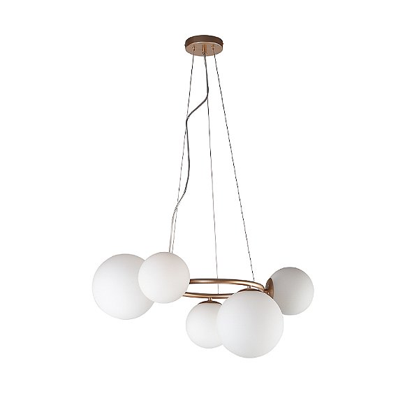 Pendente Oxala Dourado Branco (C)62.3cm (L)49.6cm 5xG9 | RE010SW