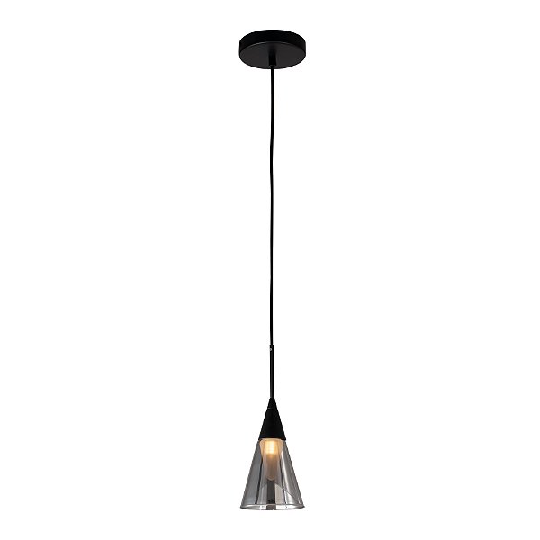 Pendente Cone Preto E Fume (D)12Cm (A)30Cm 1Xg9 | RE012