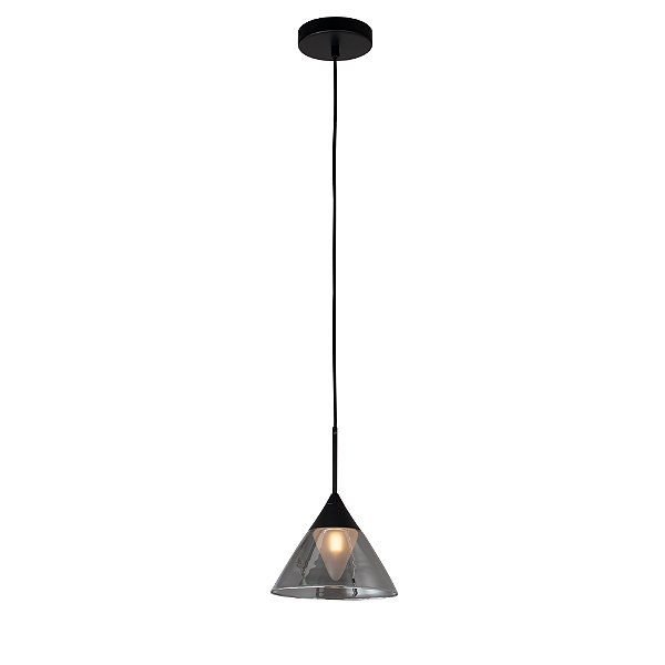 Pendente Cone Preto E Fume (D)19.5Cm (A)25Cm 1Xg9 | RE013
