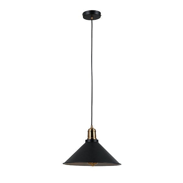Pendente Factory Preto Dourado (D)30Cm (A)22Cm 1Xe27 | SQ009
