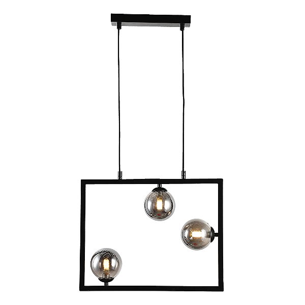 Pendente Balanço Preto Fume (C)45Cm (A)35Cm 3Xg9 | TR005B