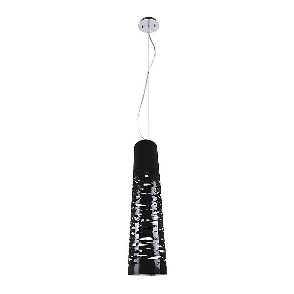 Pendente Acrílico Metal Cromado Preto 98cm | WD107B