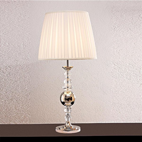 Base Abajur Classic Cromado Vidro Esfera (A)59cm | XL1468