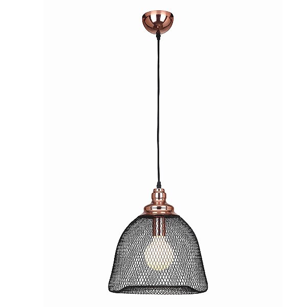 Pendente Copper Cobre e Preto (D)32Cm (A)35Cm 1Xe27 | XN001